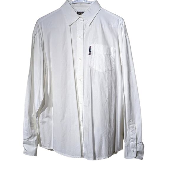 Vintage David Paul New York White Button Up USA Blouse W/ Flag Back Mens XL - Picture 2 of 11